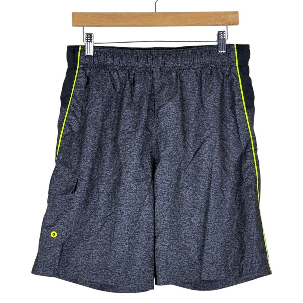 Laguna Originals Heathered Swim Trunks Board Shorts Grey Neon Yellow Size M